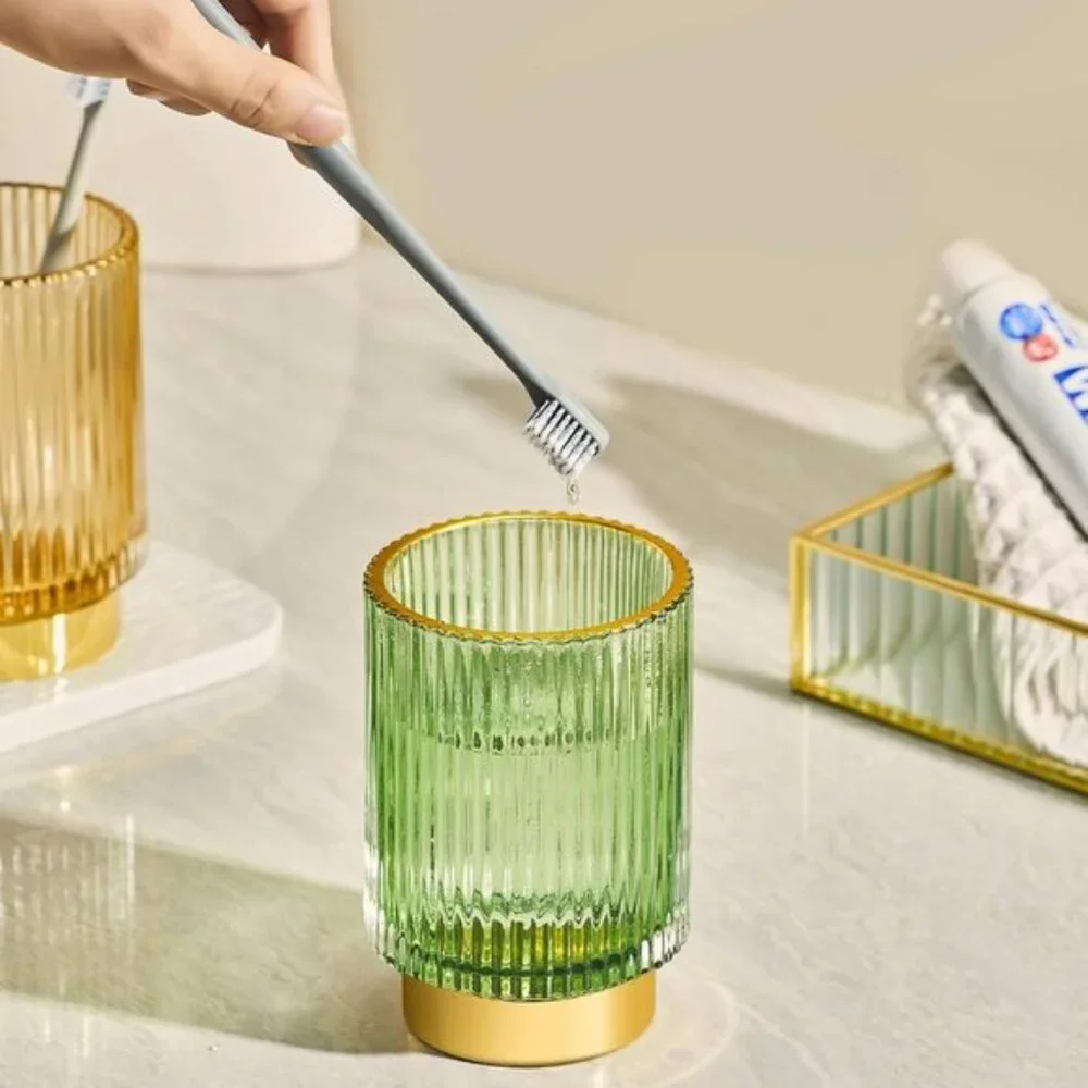 Vintage Glass Makeup Brush Holder, Multiuse Organizer for Pens, Brushes, More